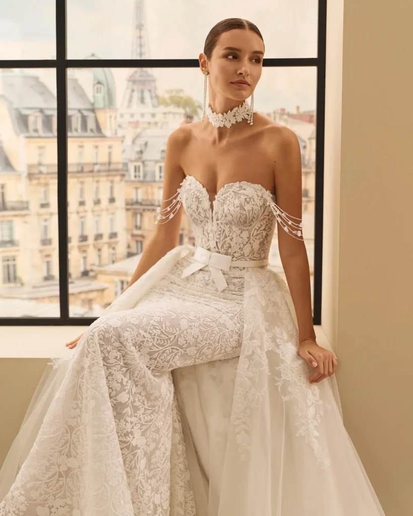 vestido de novia rosa clará modelo narel